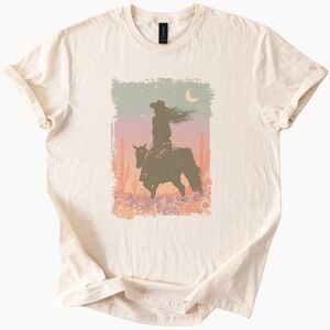 Desert Night Rider Graphic Tee Retro Western Vintage Aesthetic